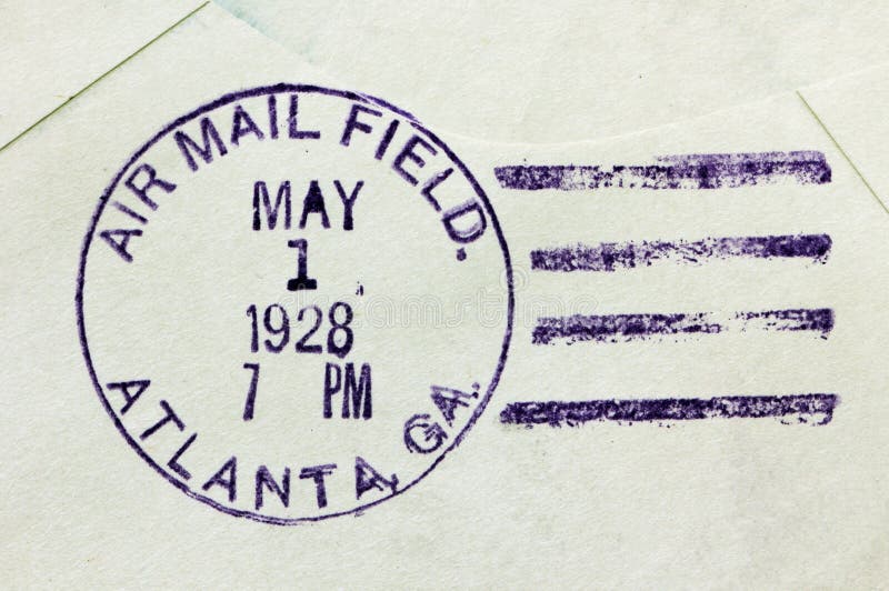 USA, 1928. Vintage cancellation air mail postmark from Atlanta, state of Georgia on an old postal cover, circa 1928. USA, 1928. Vintage cancellation air mail postmark from Atlanta, state of Georgia on an old postal cover, circa 1928.