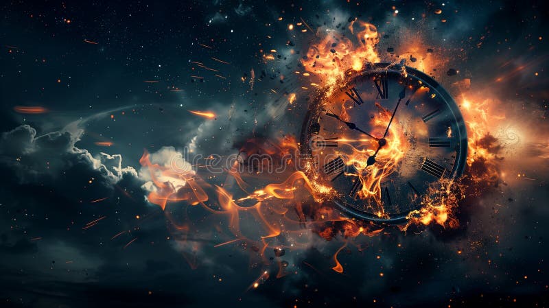 Time Burning in Space: Making Every Moment Count Stock Illustration ...