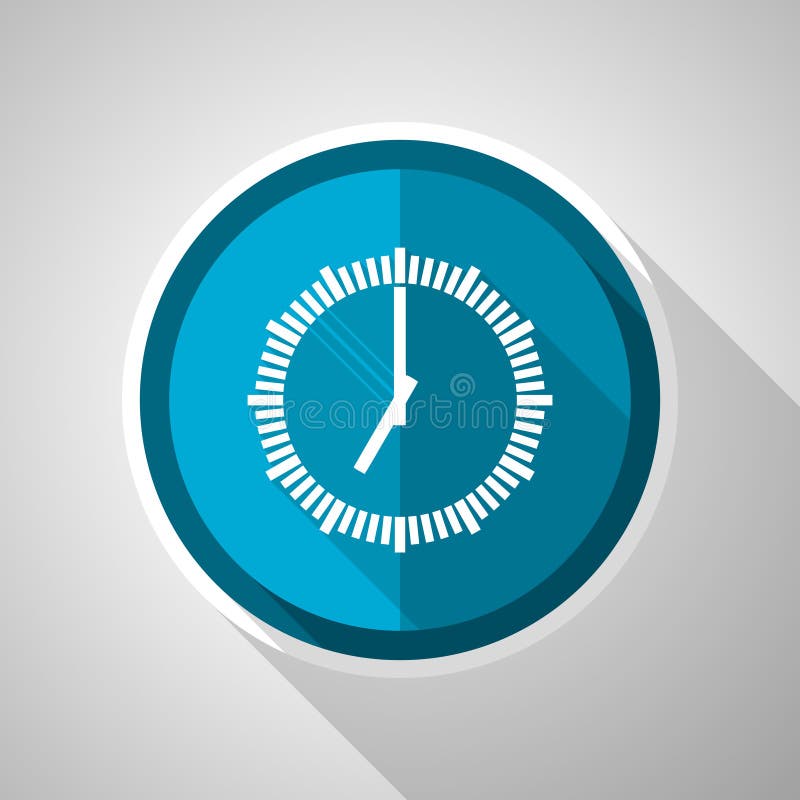 Time, Clock, Watch Symbol, Flat Design Vector Blue Icon with Long