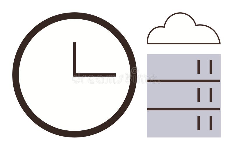 Time and Cloud Data Storage Representing Efficiency and Digital Backup Solutions stock illustration