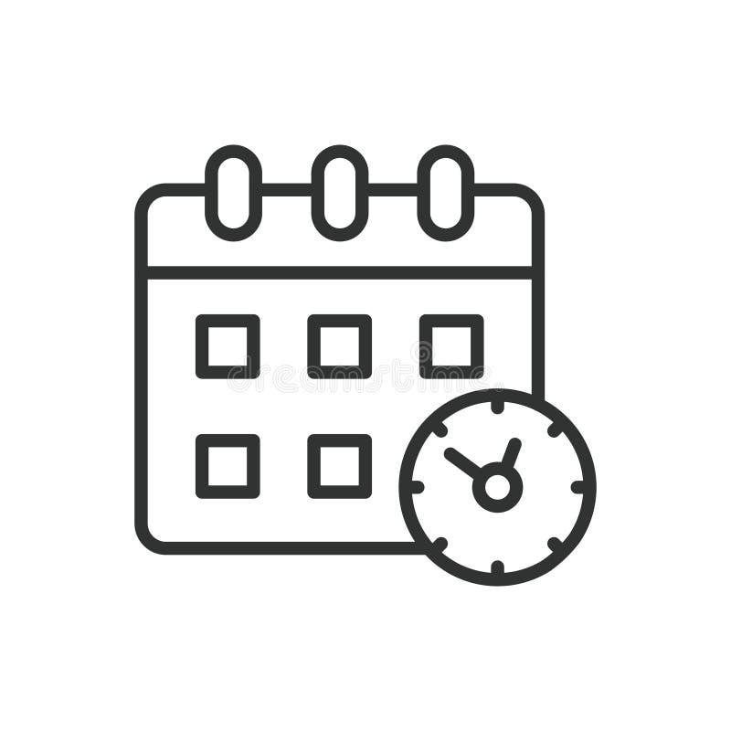 Time and Date, in line design. Time, date, calendar, clock, schedule, timekeeping, day on white background vector. Time stock illustration