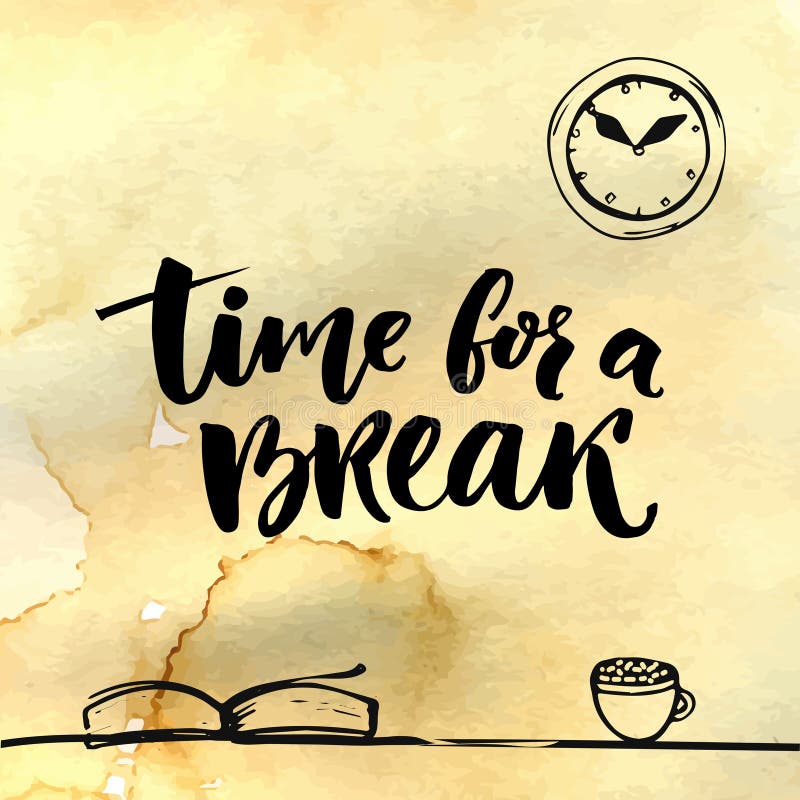Time för en avbrottsillustration för socialt massmedia, kontorsaffischer Positiv påminnelse som gör en paus på arbete Hand stock illustrationer Time för en avbrottsillustration för socialt massmedia, kontorsaffischer Positiv påminnelse som gör en paus på arbete Hand stock illustrationer