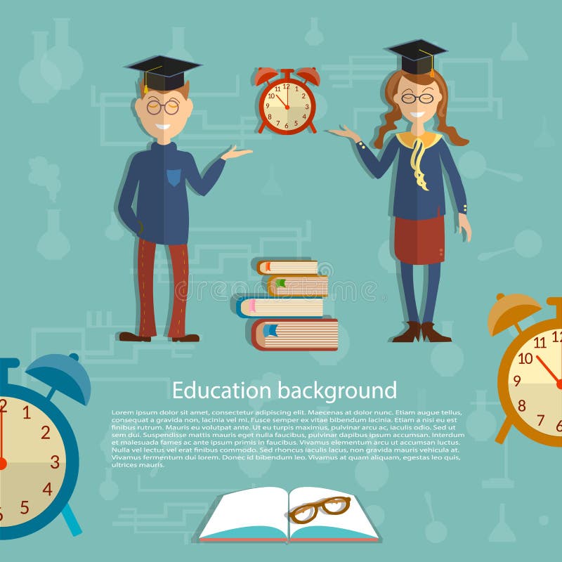 Time för utbildning, skolpojke, skolflicka royaltyfri illustrationer
