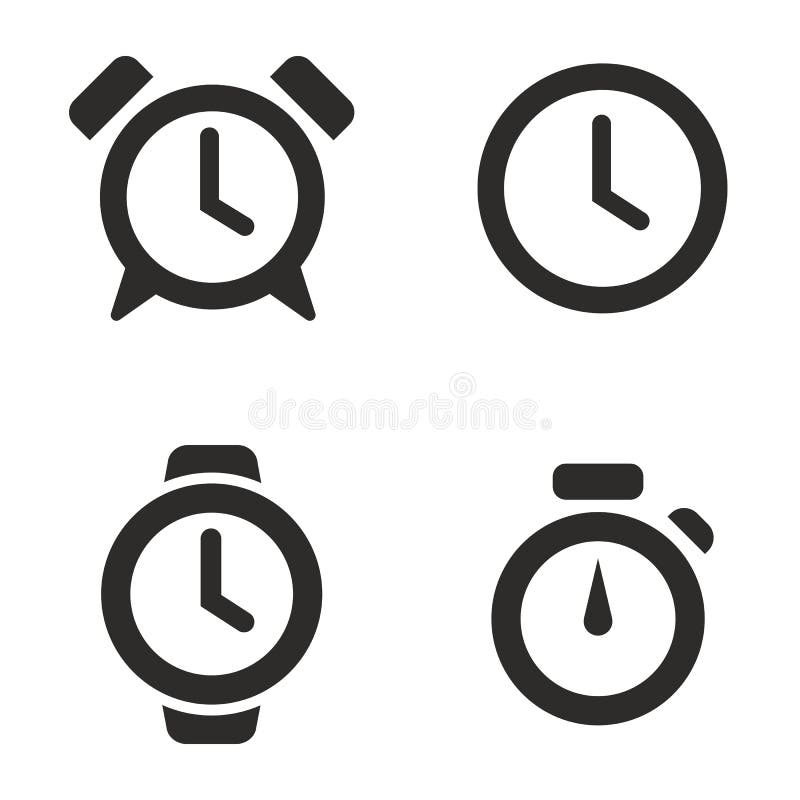 Time Icon Illustration, Set of Clock Symbol Collection Vector Stock