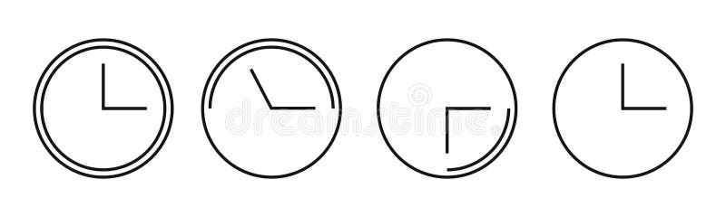 Time icons, vector line clock and timer icon stock illustration