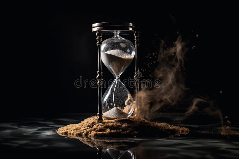 Time. An irreversible current flowing in only one direction, from past, through present to the future. Hourglass vector illustration