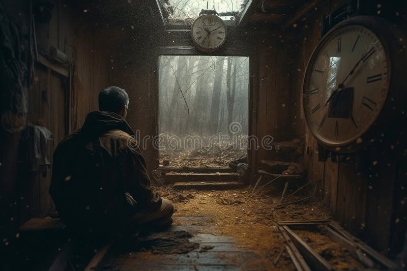 Time. An irreversible current flowing in only one direction, from past, through present to the future. Hourglass vector illustration