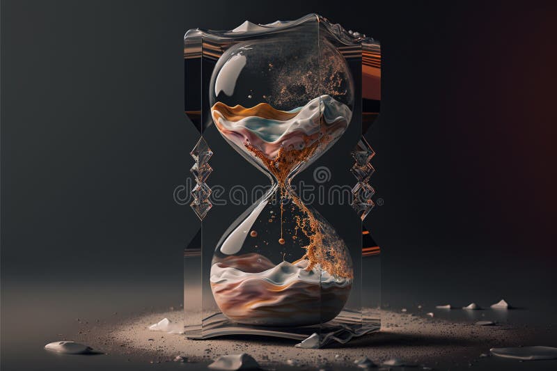 Time. An irreversible current flowing in only one direction, from past, through present to the future. Hourglass vector illustration