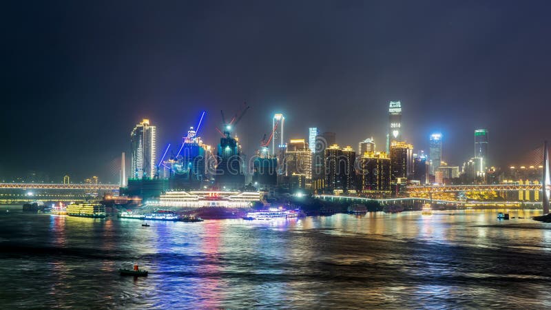 Lapse of Chongqing, China City Skyline on the Yangtze River at Night Stock Footage - Video of city, cityscape: