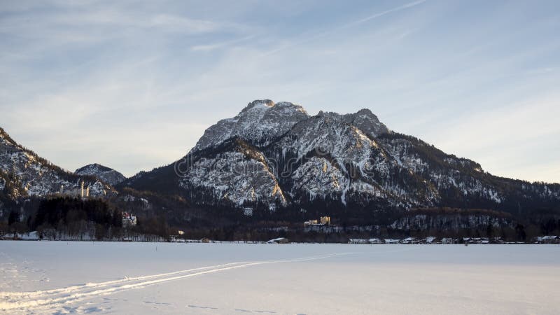 Castles Neuschwanstein and Hohenschwangau at sunset