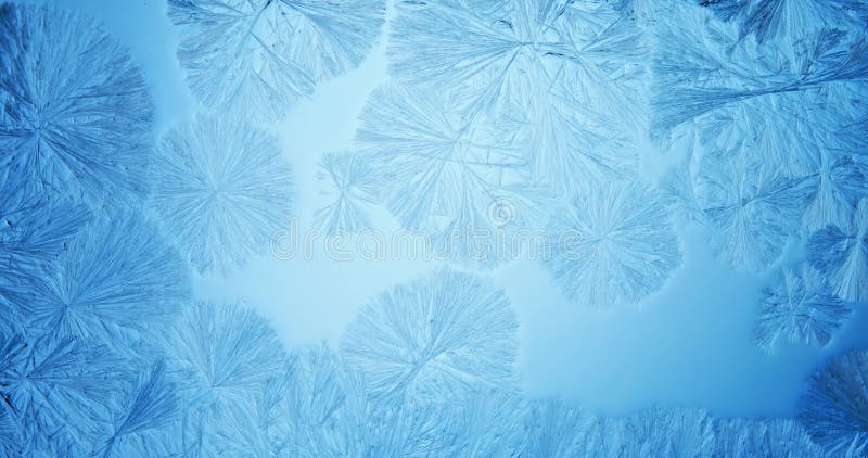 Timelapse of snow flakes or window frost crystals slowing forming on glass