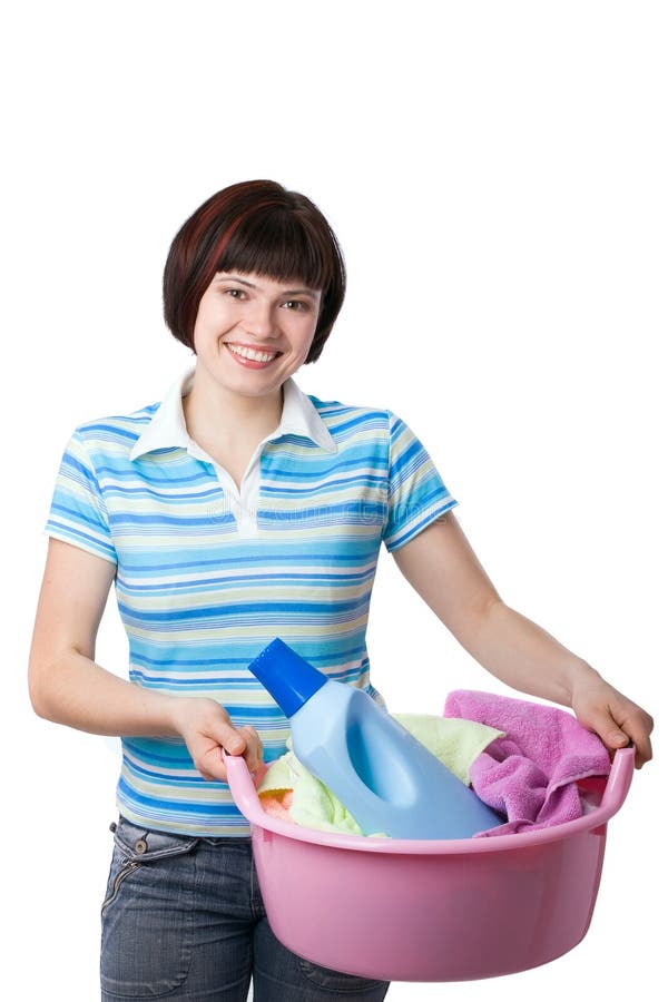Time for laundry day. stock image. Image of adult, domestic 14650363