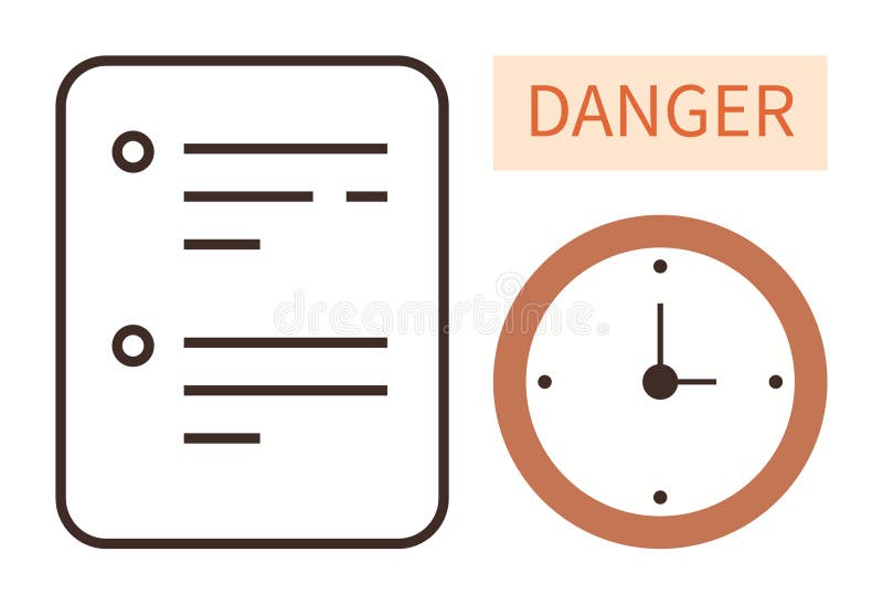 Time Management Alert with Document Checklist and Warning Label Concept stock illustration