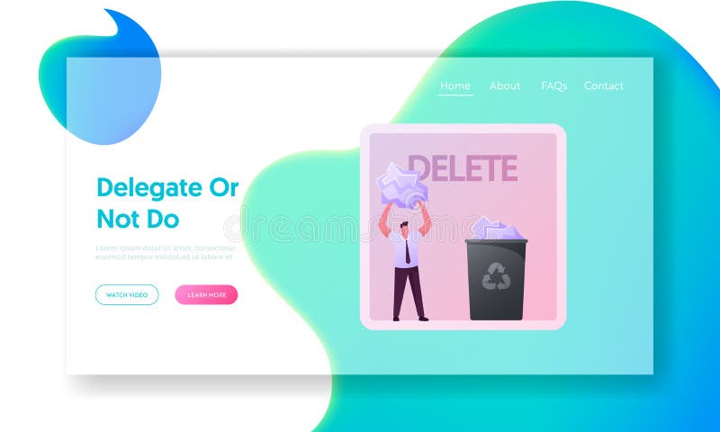 Time Management Landing Page Template. Businessman Character Use Eisenhower Matrix royalty free illustration