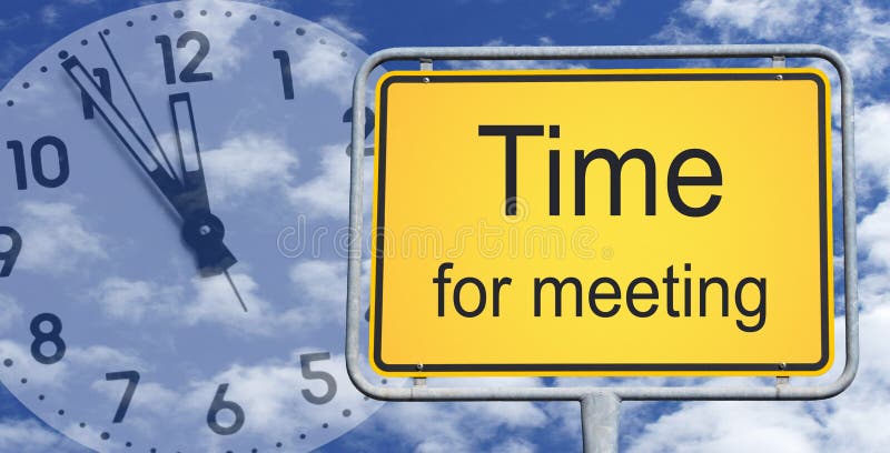 Download Time For Meeting Sign And Clock Stock Photo - Image of seconds, minutes: 28214374