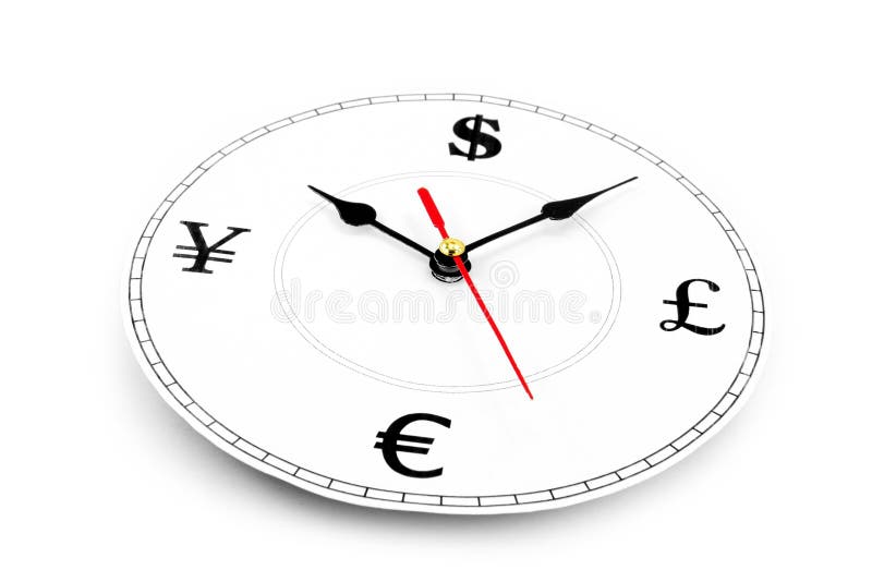 Clock and currency Sign, concept of time is money