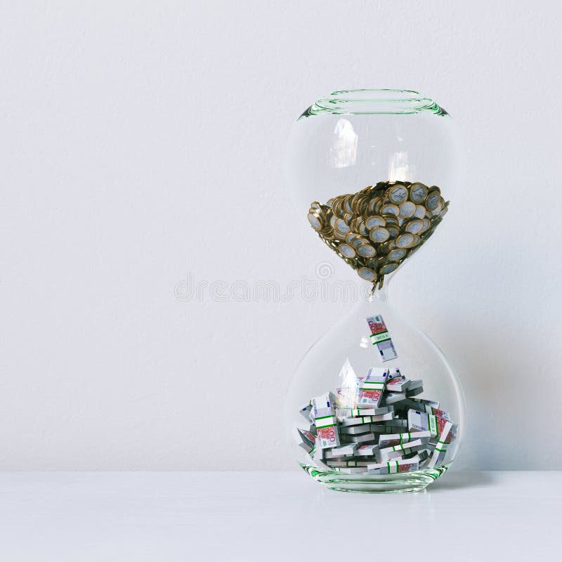 Time is money. Conceptual picture in white interior 3d render