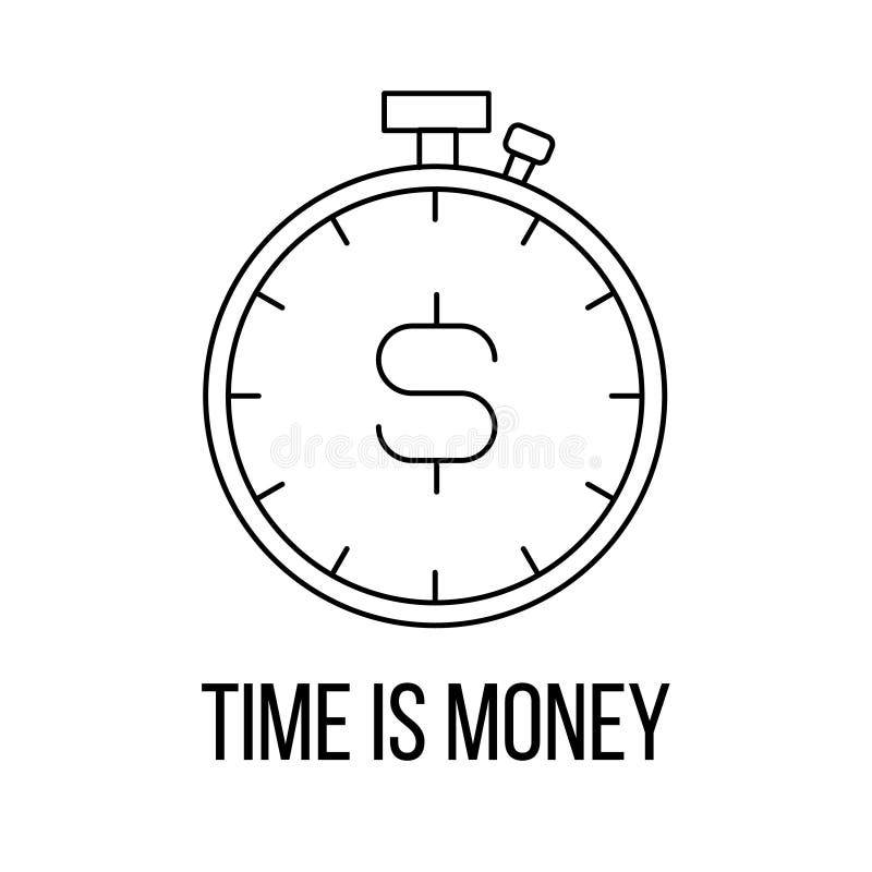 Time is Money Icon or Logo Line Art Style. Stock Vector Illustration