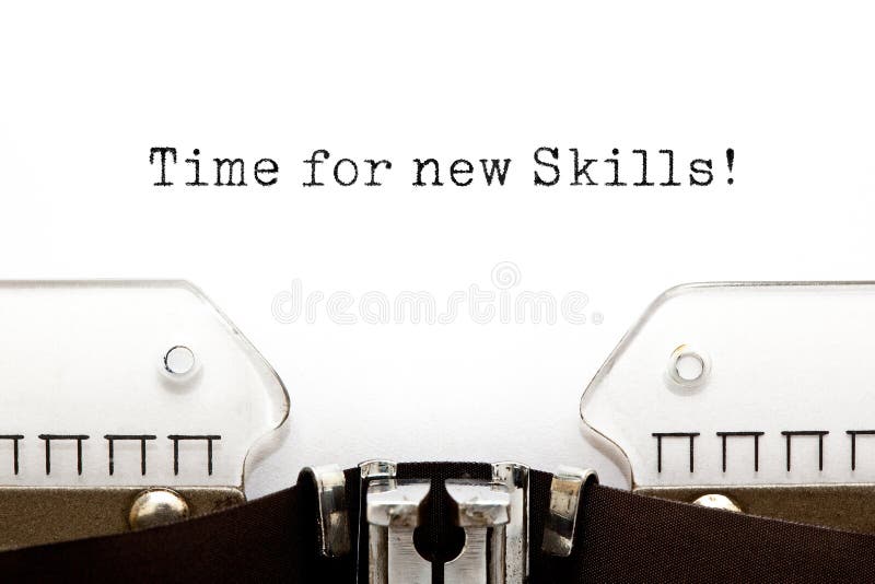 Time For New Skills Typewriter Concept stock images