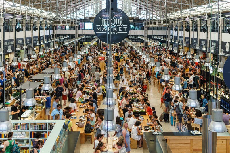 Time Out Market Lisboa Is A Very Busy Food Hall. Editorial 