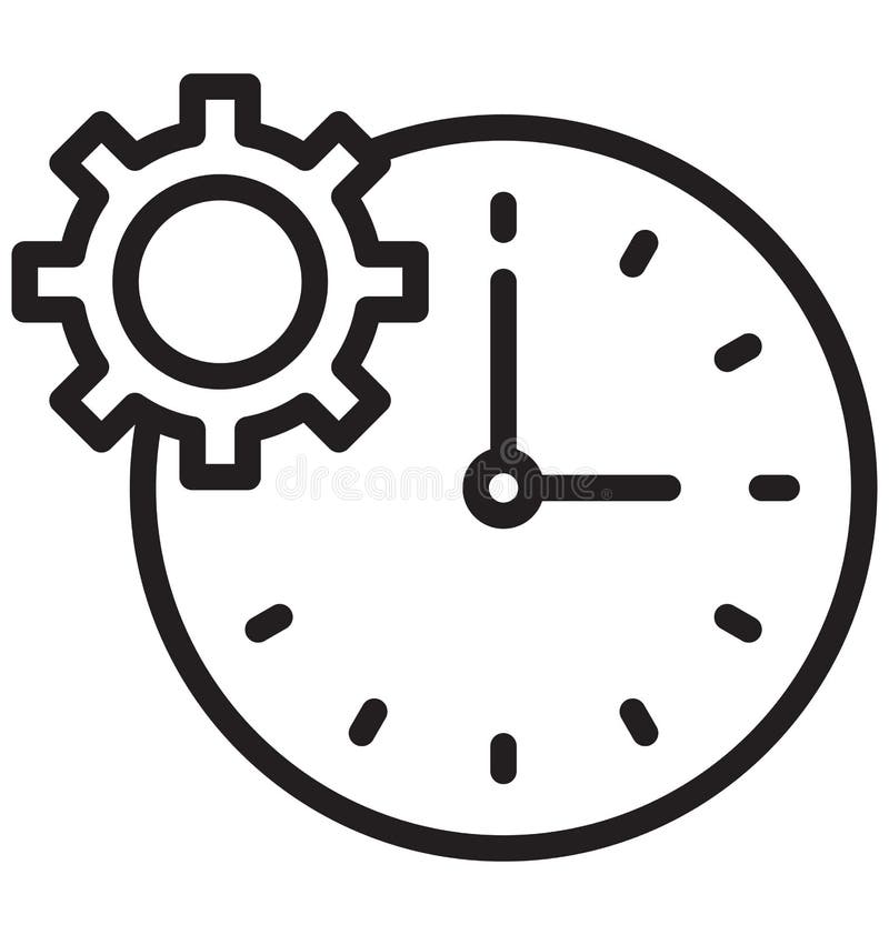 Time settings line isolated vector icon can be easily modified and edit royalty free illustration