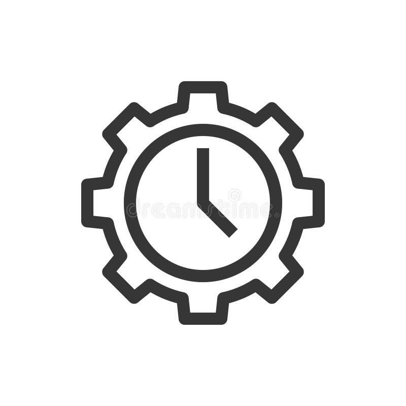 Time settings line style isolated vector icon stock illustration
