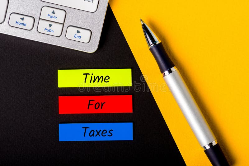 Time for taxes - Notification of the need to file tax returns, tax form at accauntant workplace stock image