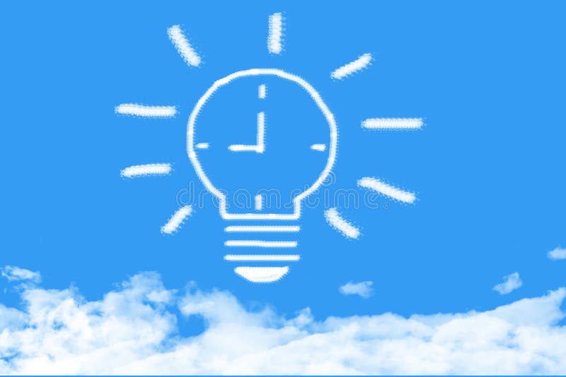 Time think bulb cloud shaped on blue sky vector illustration