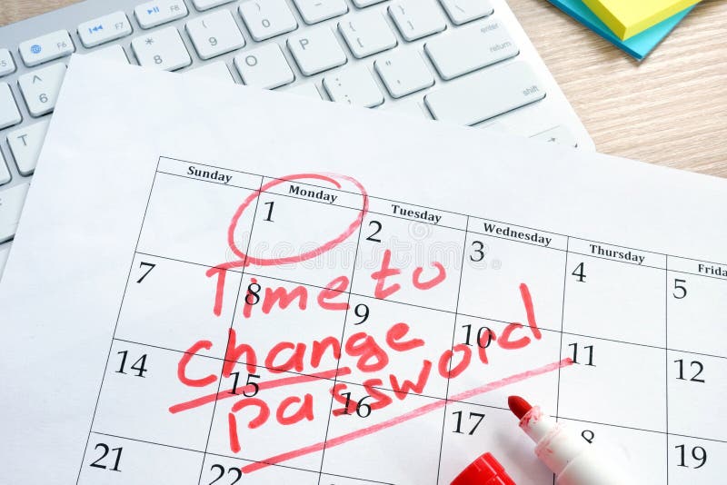 Time to change password. Password management. stock image