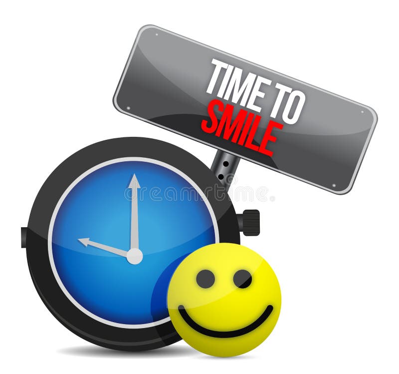 Time to Smile and a happy face illustration