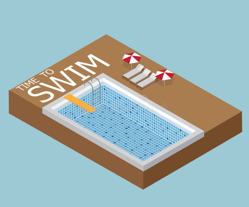 Time to swim, swiming pool isometric