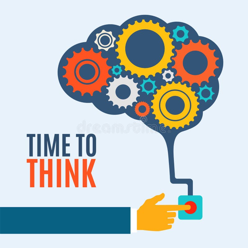 Time to think, creative brain idea concept vector illustration