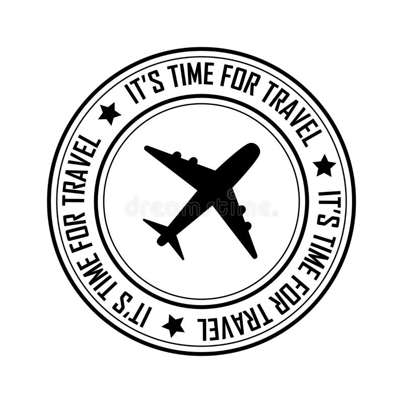 Time for travel postal stamp icon, black isolated on white background, vector illustration vector illustration Time for travel postal stamp icon, black isolated on white background, vector illustration vector illustration