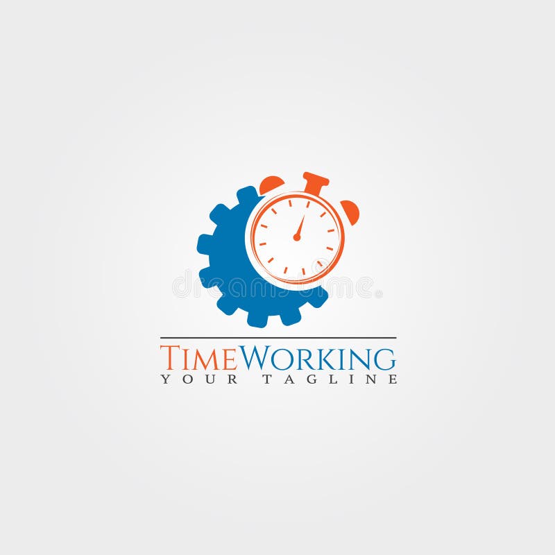 Time Working Logo Template, Gear Logo, Clock, Technology Vector Design for Business Corporate
