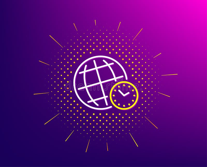 Time Zone Line Icon. World Clock Sign. Watch. Vector Stock Vector