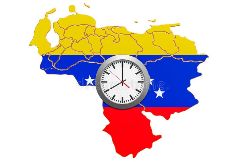 With Clock Venezuela Flag in the Character Cupboard Stock Vector