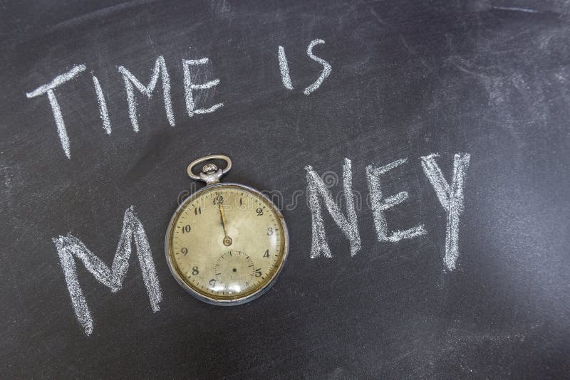 Time is money concept on chalk table whit an old pocket watch . Time is money concept on chalk table whit an old pocket watch .