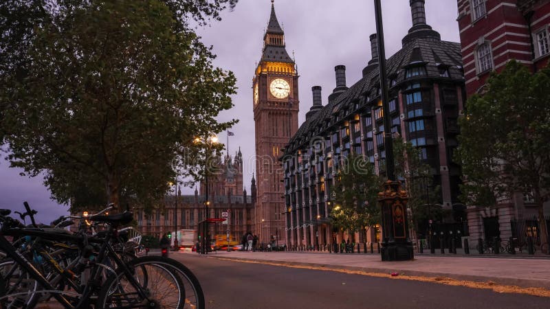 Timelapse del tramonto di londra grande ben iconico.