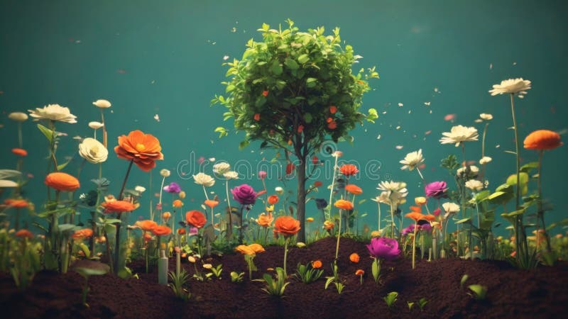 A timelapse of a garden growing and blooming, symbolizing the nurturing and growth aspect of using theutic tools and vector illustration