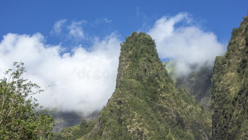 Timelapse - Moving clouds over the Iao needle stock video