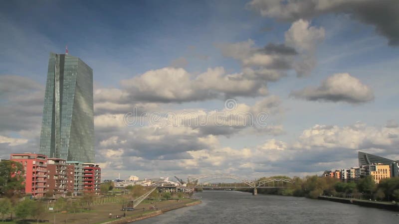 Timelapse - Moving clouds over the river Main stock video footage