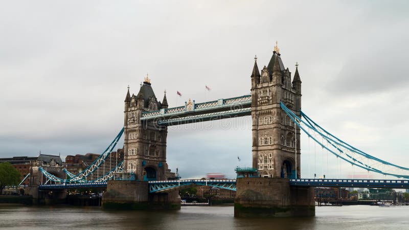Timelapse - Moving clouds at Tower bridge stock footage