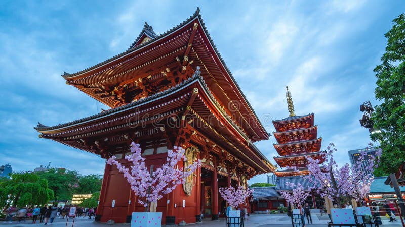 Timelapse-Video des Sensoji-Tempeltages zum Nachtzeitversehen in Tokyo-Stadt, Japan