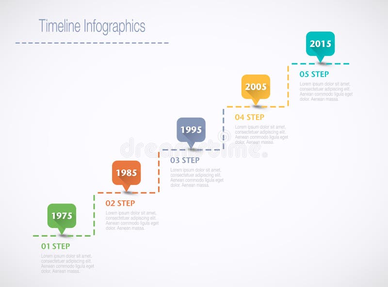 Timeline Infographic with pointers and text in retro style