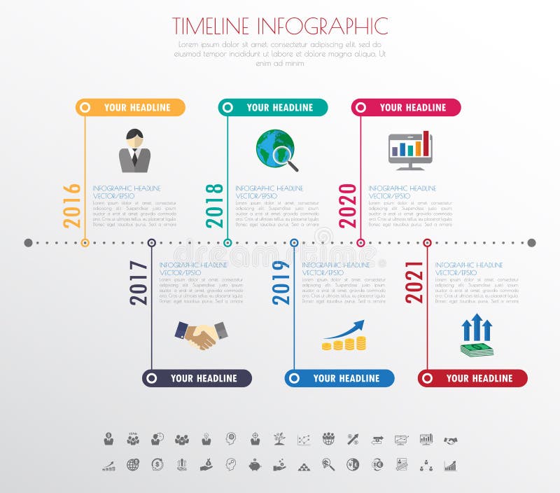Timeline Infographics with Icons Set. Vector. Illustration. Stock ...