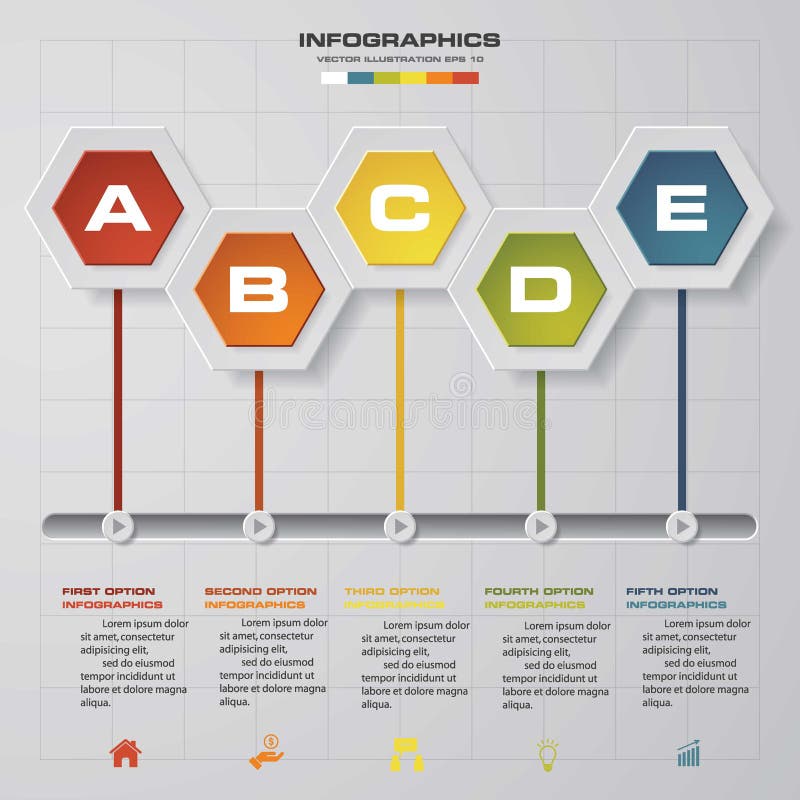 Timeline infographics, 5 steps elements and icons. Design clean number banners template. vector illustration Timeline infographics, 5 steps elements and icons. Design clean number banners template. vector illustration