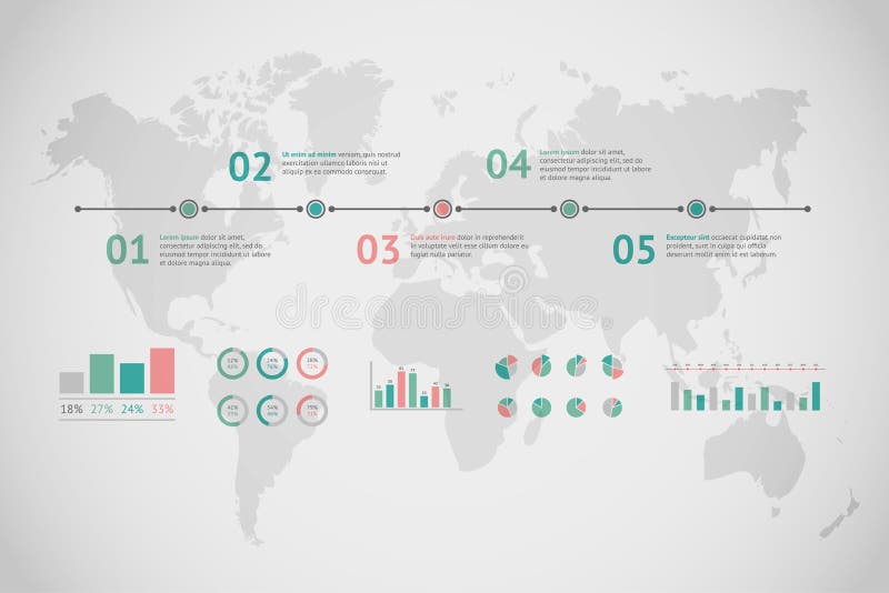 Timeline Vector Infographic. World Map Stock Vector Illustration of