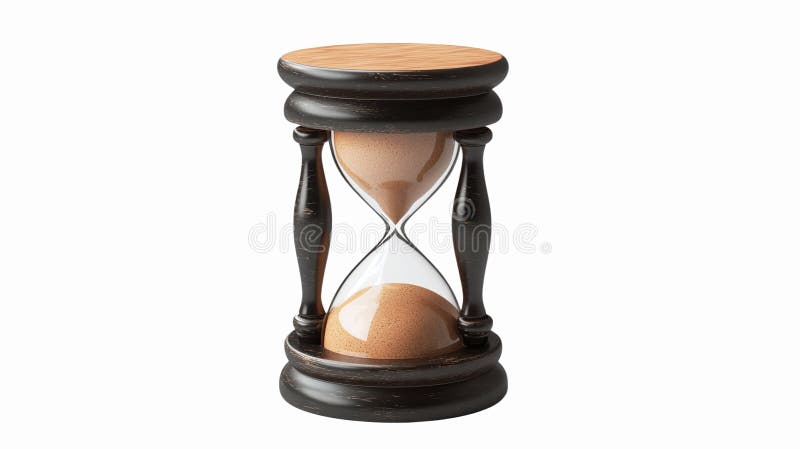Timer elegante per vetro di legno con funzione Sand che rappresenta il tempo di gestione e produttività illustrazione di stock