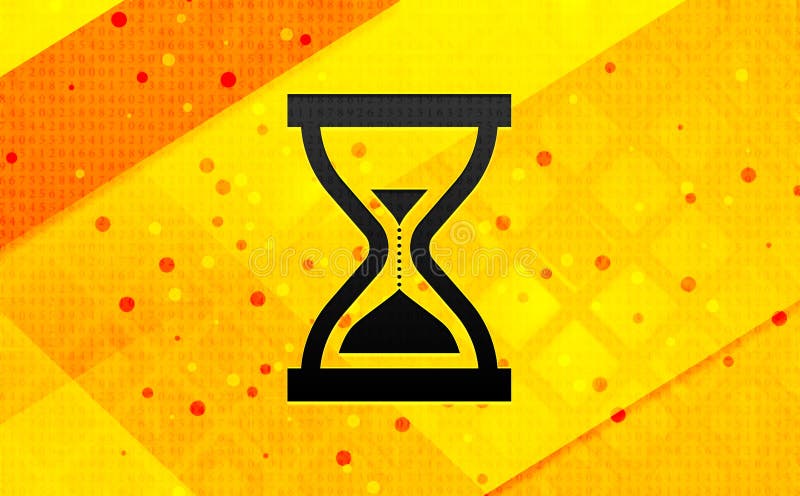 Timer Sand Hourglass Icon Abstract Digital Banner Yellow Background