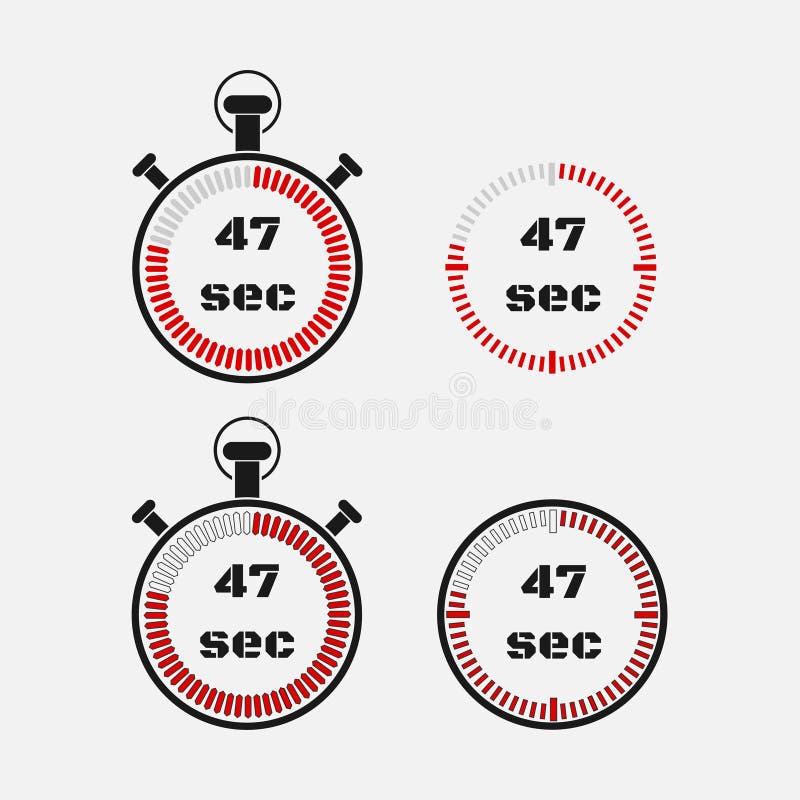 Timer 47 Seconds on Gray Background . Stock Illustration Illustration